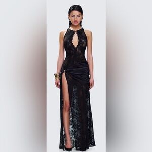 Finesse Lavinia Black Lace Cut Out Maxi Dress